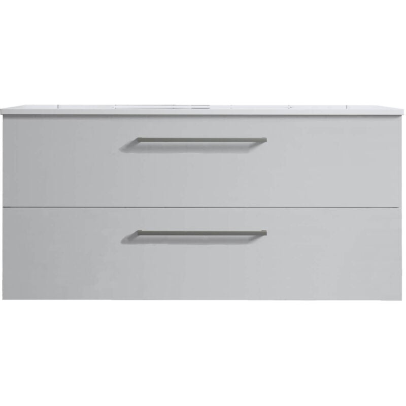 Mennza - Meuble de salle de bain suspendu 100cm double classic blanc brillant - Vasque en céramique