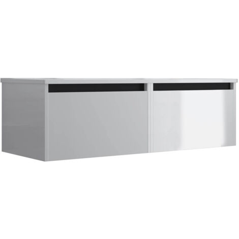 Meuble de salle de bain suspendu 120cm NICE EDGE blanc brillant - Vasque en céramique