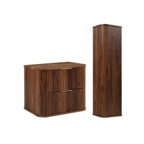 Meuble de Salle de Bain Suspendu - 60,4 cm - Chêne Noisette - Design Élégant - Fronts Rainurés