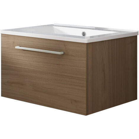 Meuble de salle de bain suspendu 60cm NICE CLASSIC bois clair - Vasque en céramique