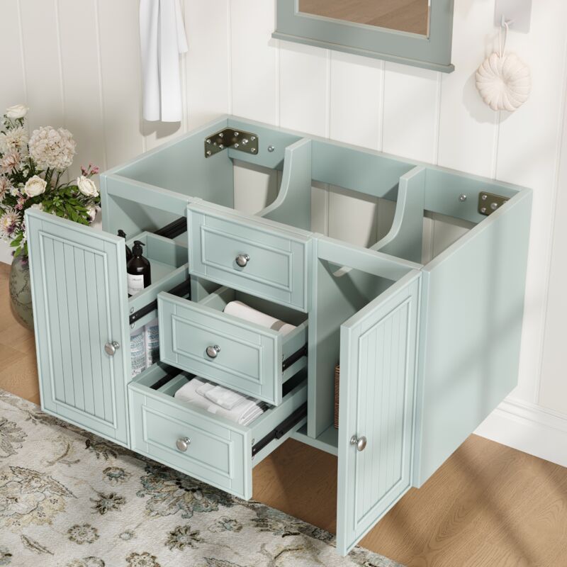 Eifson - Meuble de salle de bain suspendu – 78,5x46x46,8 cm, 3 tiroirs + 1 double tiroir, espace de rangement spacieux, style moderne – Vert