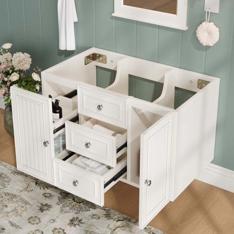 Eifson - Meuble de salle de bain suspendu – 78,5x46x46,8 cm, 3 tiroirs + 1 double tiroir, espace de rangement spacieux, style moderne – Blanc