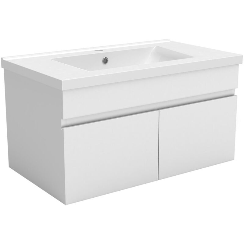 Saniland - Meuble de salle de bain suspendu 79x45x40 cm - Sous-vasque avec tiroirs de rangement - Blanc
