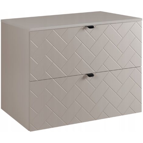Meuble de Salle de Bain Suspendu - 80 cm - Couleur Kashmir - Design Glamour - 2 Tiroirs Soft Close