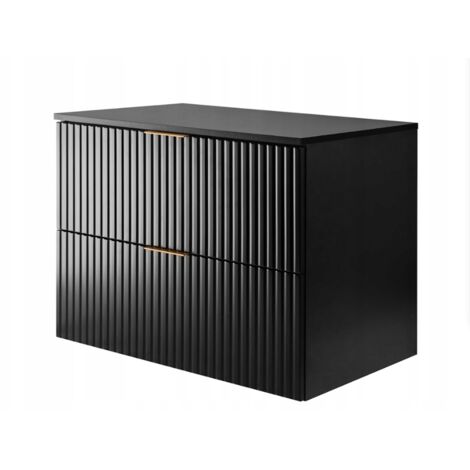Meuble de Salle de Bain Suspendu - 80 cm - Noir - Design Moderne - Espace Optimisé