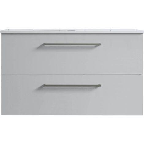 Meuble de salle de bain suspendu 80cm DOUBLE CLASSIC blanc brillant - Vasque en céramique