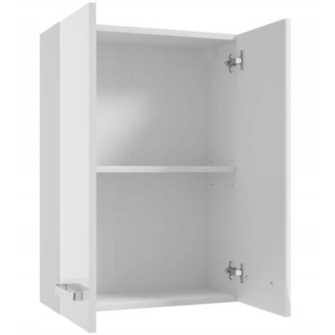 Meuble de salle de bain suspendu avec étagère 50 cm blanc brillant Mila