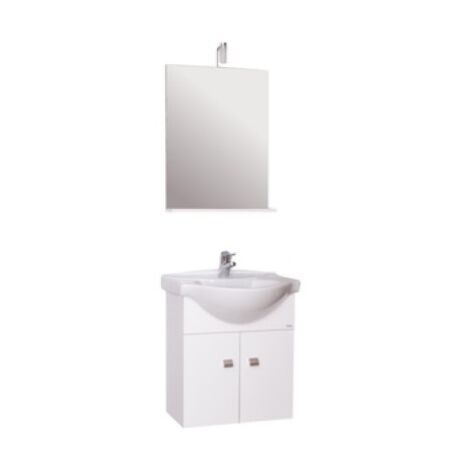 meuble de salle de bain suspendu avec lavabo cm 58x47x64 h blanc avec miroir