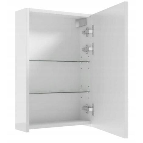 Meuble de salle de bain suspendu avec miroir, blanc, 60x40x15 cm, Salsa