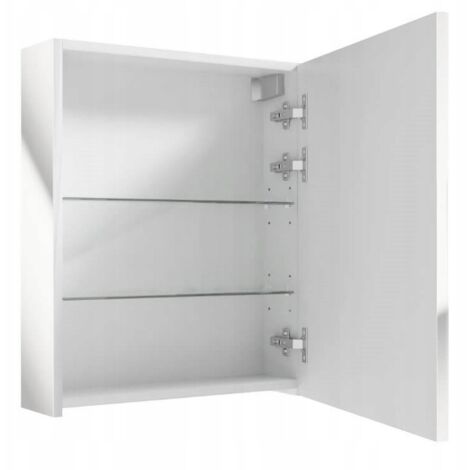 Meuble de salle de bain suspendu avec miroir, blanc, 60x50x15 cm, Salsa