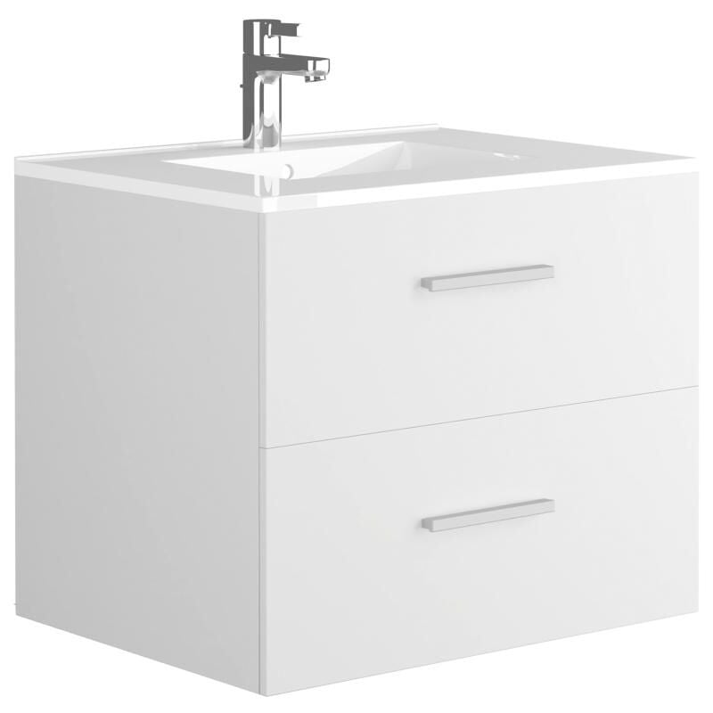 Meuble de salle de bain suspendu avec simple vasque - Coloris blanc - 60 cm - KAYLA