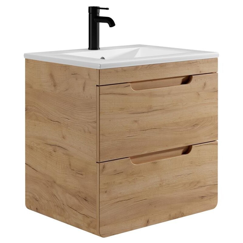 Vente-unique - Meuble de salle de bain suspendu avec vasque à encastrer - Coloris naturel - 60 cm - aruba