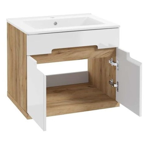 Meuble de salle de bain suspendu avec vasque, chêne artisanal, 50 cm, Ronda New