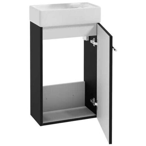 Meuble de salle de bain suspendu avec vasque noire 40 et robinet Small noir