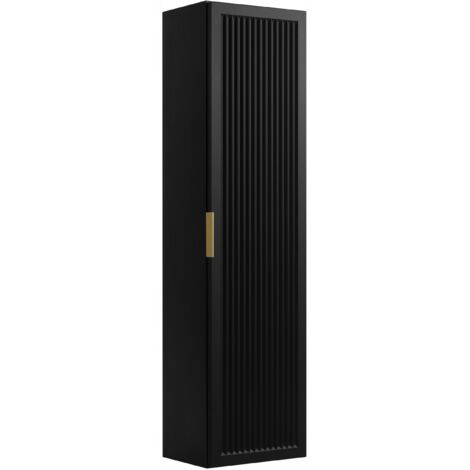 Meuble de salle de bain suspendu - Colonne 136 cm - Noir - Design moderne et élégant