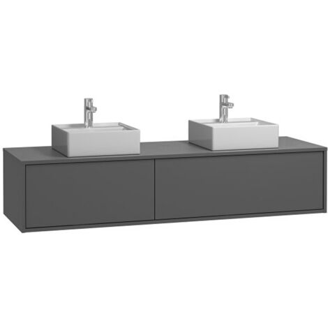 Meuble de salle de bain suspendu coloris gris anthracite avec double vasque - L150 cm - ISAURE II