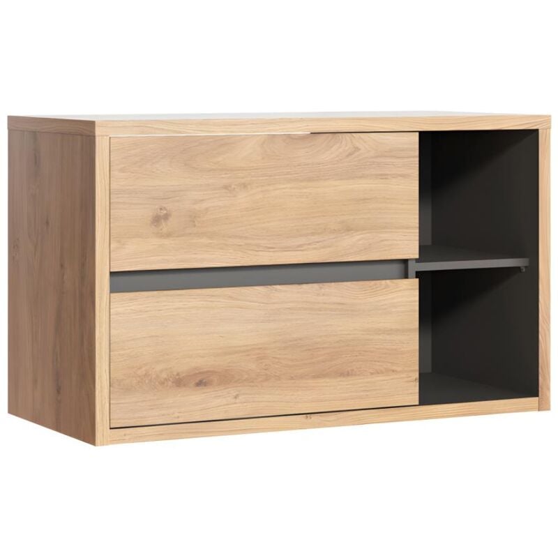 Vente-unique - Meuble sous vasque suspendu coloris naturel - 100 cm - purnal