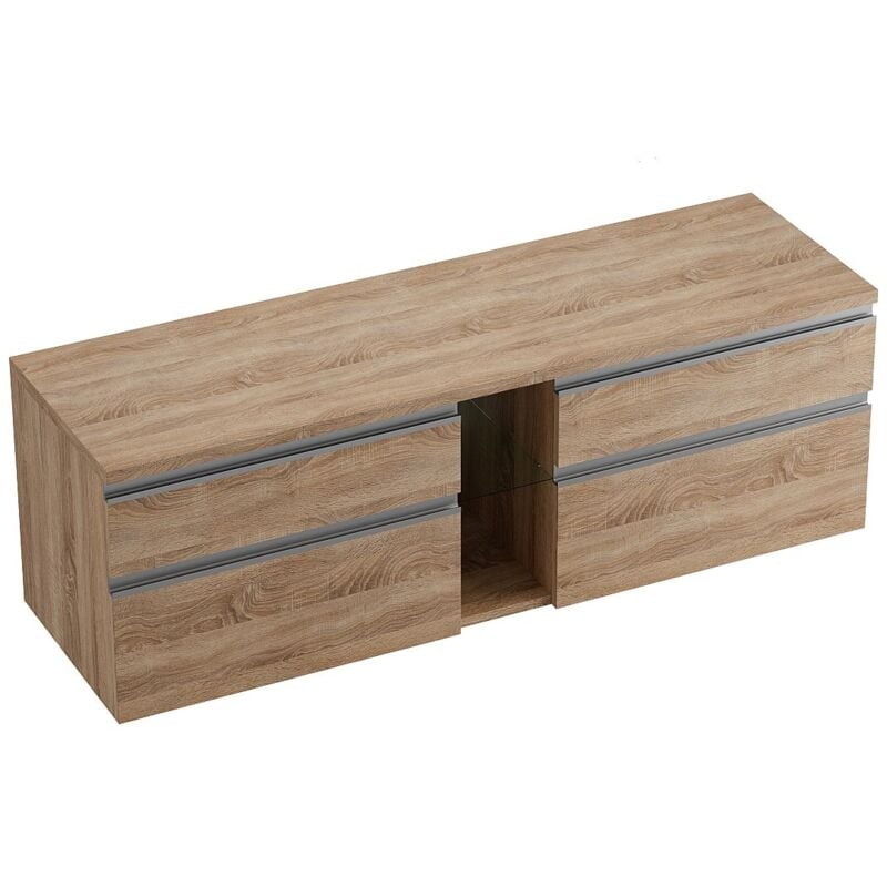 Vente-unique - Meuble de salle de bain suspendu - Coloris naturel clair - 150 cm - magdalena ii