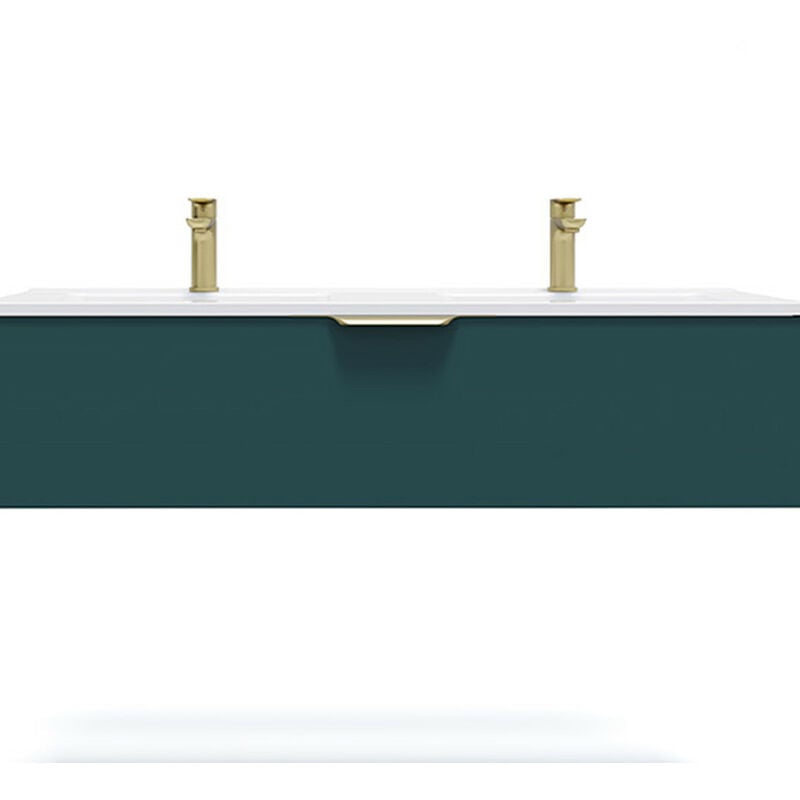 Homifab - Meuble de salle de bain suspendu double vasque intégrée 120cm 1 tiroir Bleu - Venice