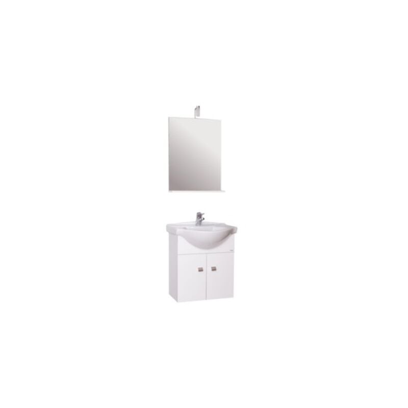 Savinidue - meuble de salle de bain suspendu avec lavabo cm 58x47x64 h blanc avec miroir
