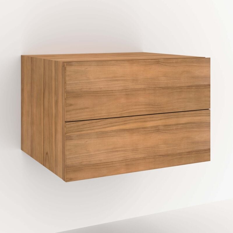 Meuble de salle de bain suspendu en bois de teck 60 cm - hera