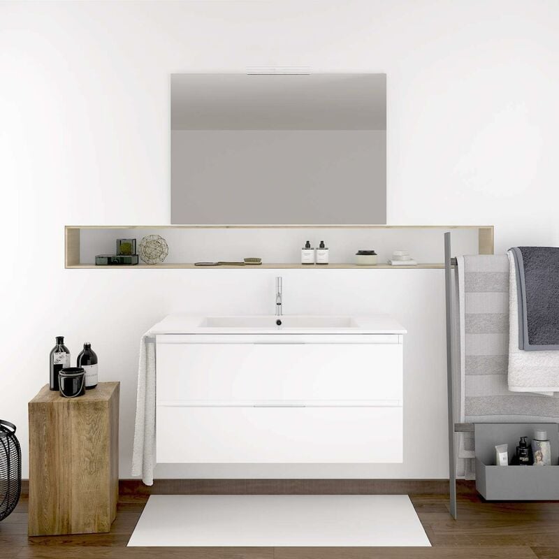 Ducha - Meuble de salle de bain suspendu mizar avec miroir et lavabo - blanc - 120CM Double vasque