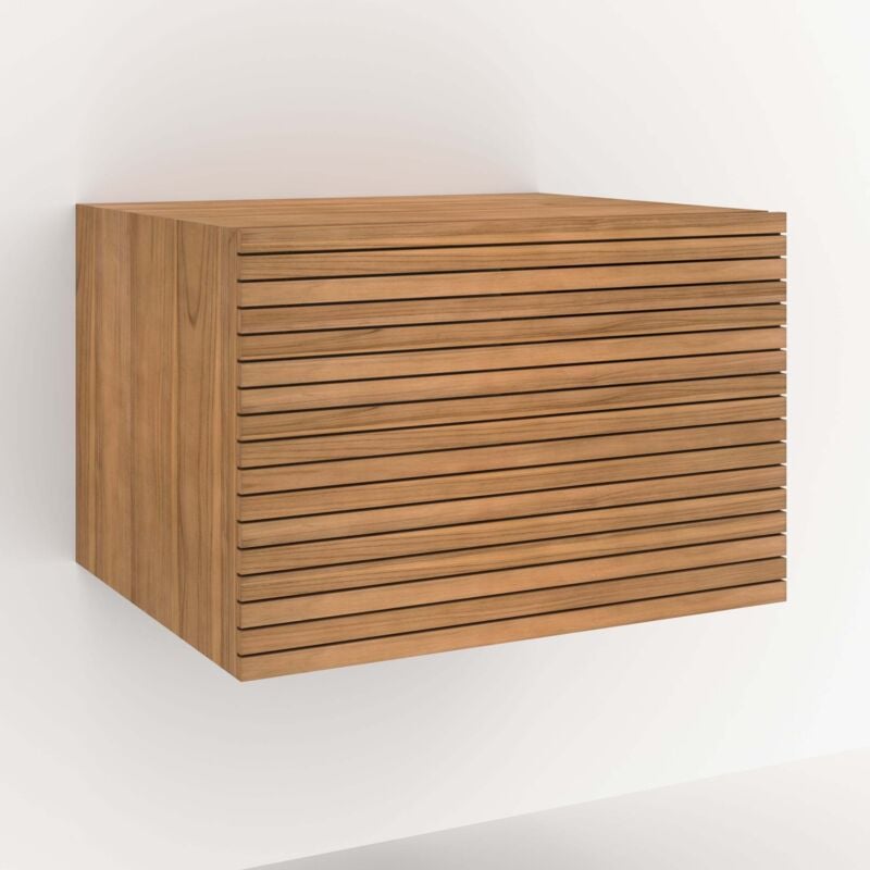 Meuble de salle de bain suspendu en bois de teck 60 cm - RAYE