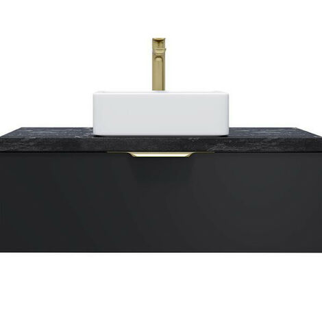 Meuble de salle de bain suspendu vasque à poser 90cm 1 tiroir Noir - Venice