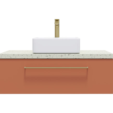 Meuble de salle de bain suspendu vasque à poser 90cm 1 tiroir Terracotta - Glasgow