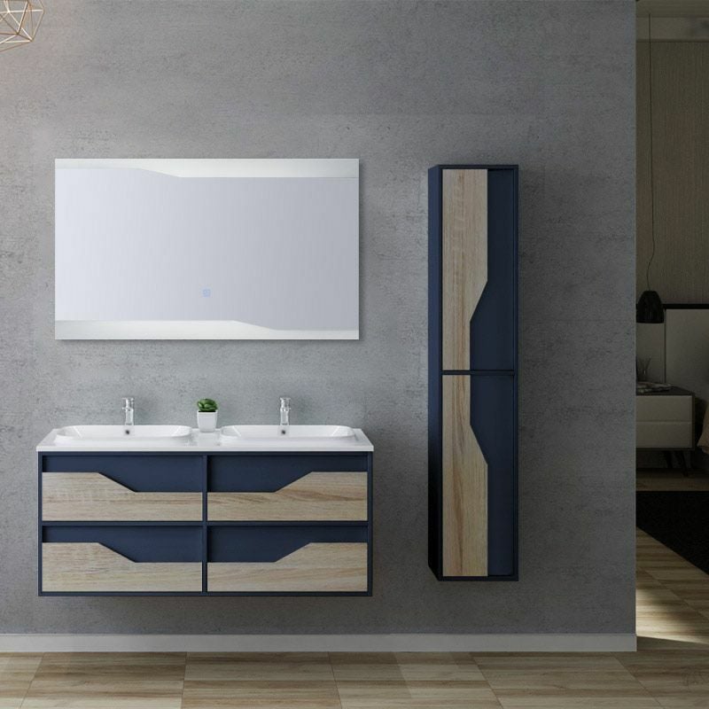 Distribain - Meuble de salle de bain urbino 1200 Scandinave et Bleu Saphir