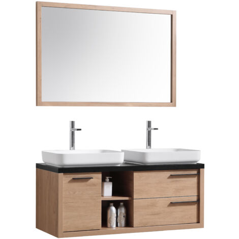 Meuble de salle de bain Vermont 120 cm - Badplaats - Chene avec Noir