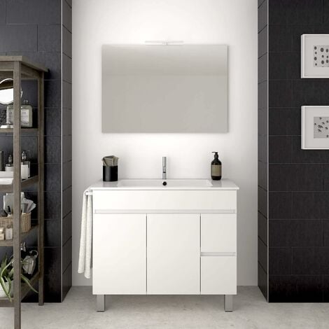 Meuble de salle de bain VIDAR avec plan vasque et miroir. Avec porte-serviettes en cadeau!!! différentes coleurs et tailles EN