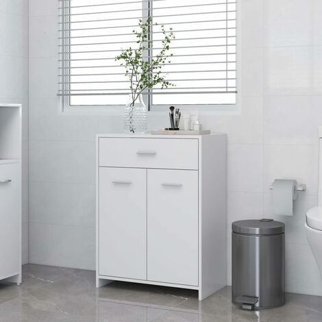 Meuble de salle de bain Vintage,Aromire de rangement Toilette Blanc 60x33x80 cm Aggloméré -33998