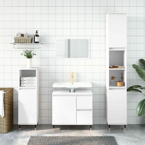 Meuble de salle de bain Vintage,Aromire de rangement Toilette blanc 65x33x60 cm bois d'ingénierie -24224