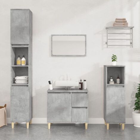 Meuble de salle de bain Vintage,Aromire de rangement Toilette gris béton 65x33x60 cm -14238