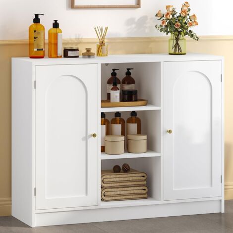 Meuble de Salle de Bain,Armoire de Cuisine et 3 Étagères Ouvertes