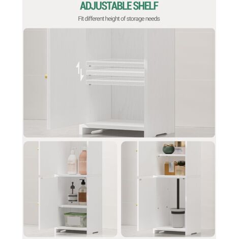 Meuble de Salle de Bain,avec 2 Portes et Étagère Réglable