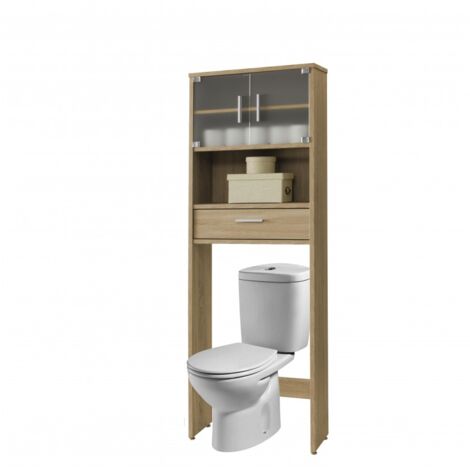 Meuble de salle de bains au-dessus des toilettes Gala 8950 TOPKIT, colonne de salle de bains. Etagère au-dessus du meuble de toilette Dimensions : 194x65x25 cm Chêne