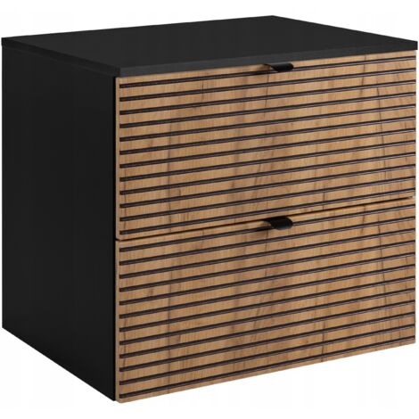 Meuble de salle de bains  Brun mat, noir  L/H/P env. 60/57/46 cm  Armoire sous lavabo, armoire de salle de bains, armoire de salle de bains, plateau noir, LOFT