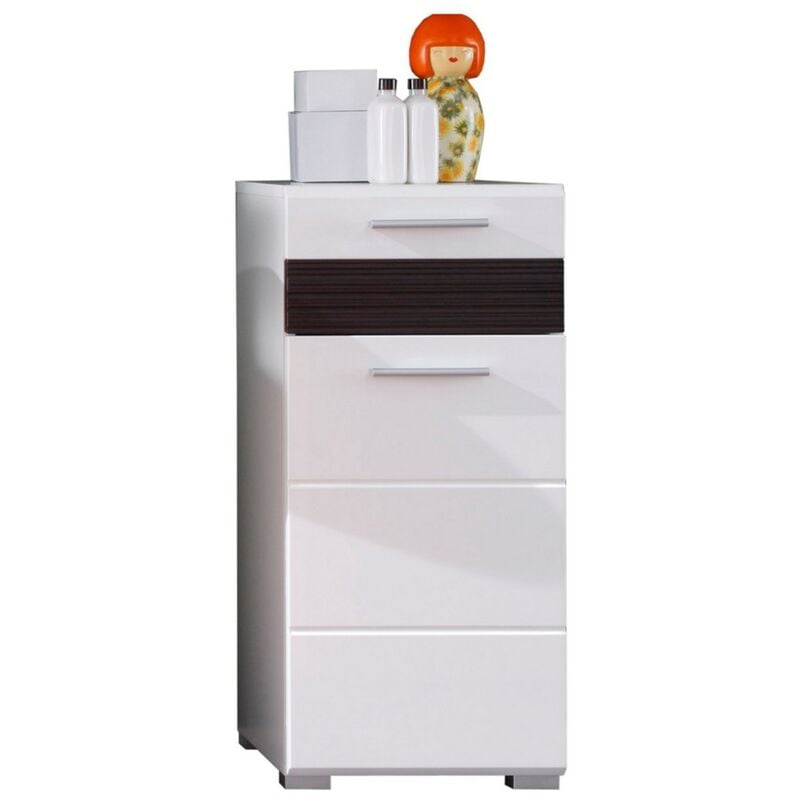 Meuble de Salle de Bain Mezzo, Panneau Aggloméré Mélaminé, Blanc, 37x79x31 cm