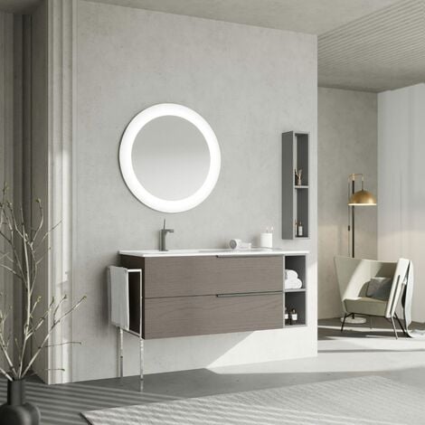 Miroir de salle de bain lumineux rectangulaire 120 cm - Noir- planetebain