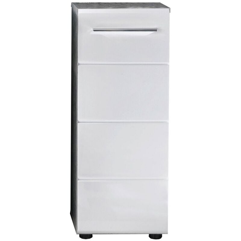 Meuble de Salle de Bain Nano, Panneau Aggloméré Mélaminé, Blanc, Gris, 32x82x28 cm