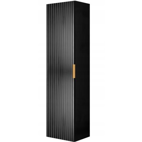 Meuble de salle de bains  Noir mat  L/H/P env. 35/136/27 cm  Meuble de salle de bains, armoire de salle de bains, armoire haute de salle de bains  1 porte Softclose