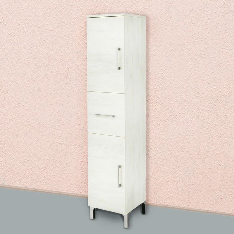 Kiamami Valentina - Meuble De Salle De Bains Sur Pied 150Cm Blanc Effet Bois Rimini