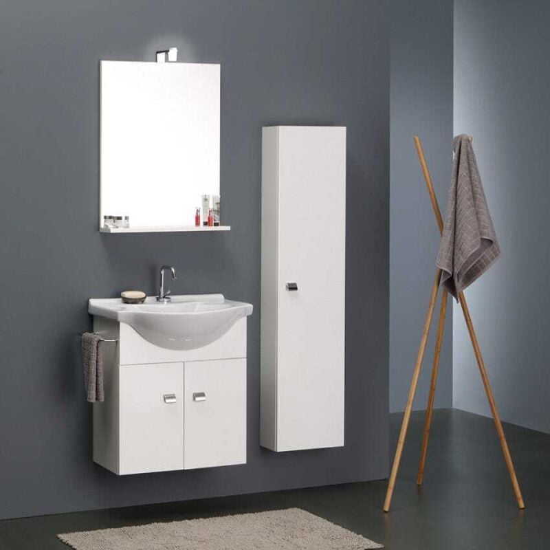 Meuble De Salle De Bains Suspendu De 56 Cm Avec Colonne Simply Blanche