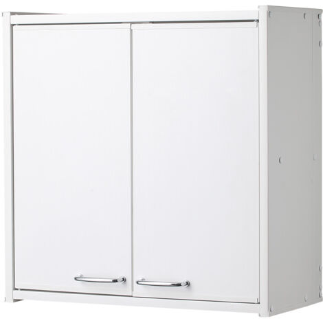 Meuble de salle de bains suspendu en PVC pour intérieur/extérieur Dim : 59 x 59 x 21 cm blanc