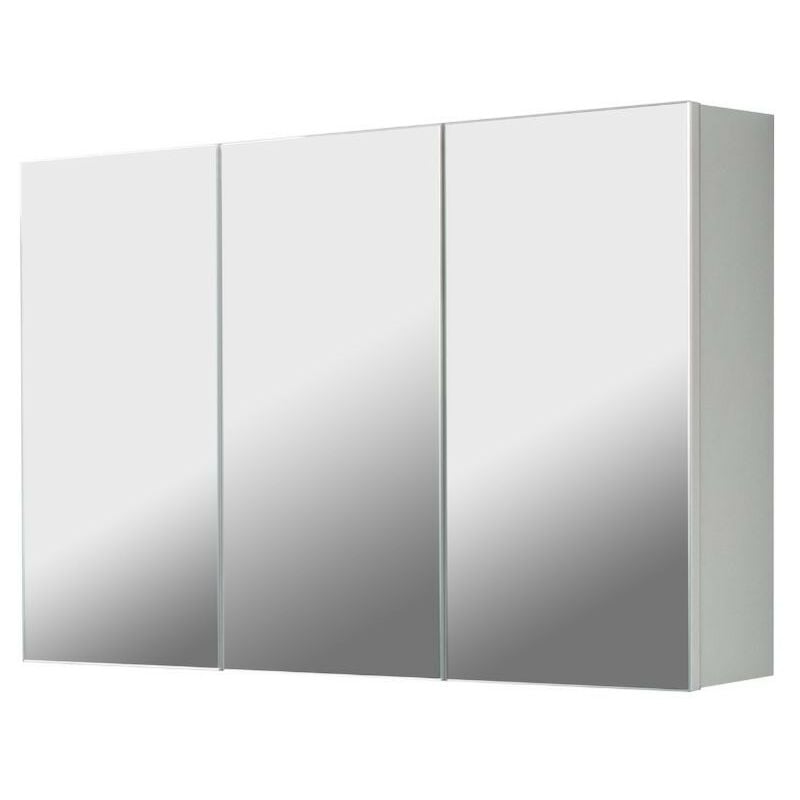 Meuble de salle de bains suspendue 85 cm avec miroir et trois portes coloris blanc - Solo