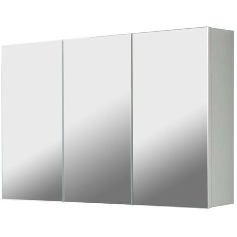 TOSCOHOME Meuble de salle de bains suspendue 85 cm avec miroir et trois portes coloris blanc - Solo