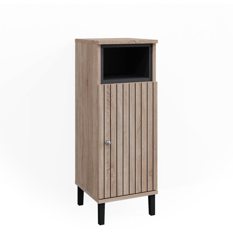 Vicco - Meuble de rangement de salle de bain Aquis, Sonoma, 30 x 86.8 cm avec porte et compartiment ouvert