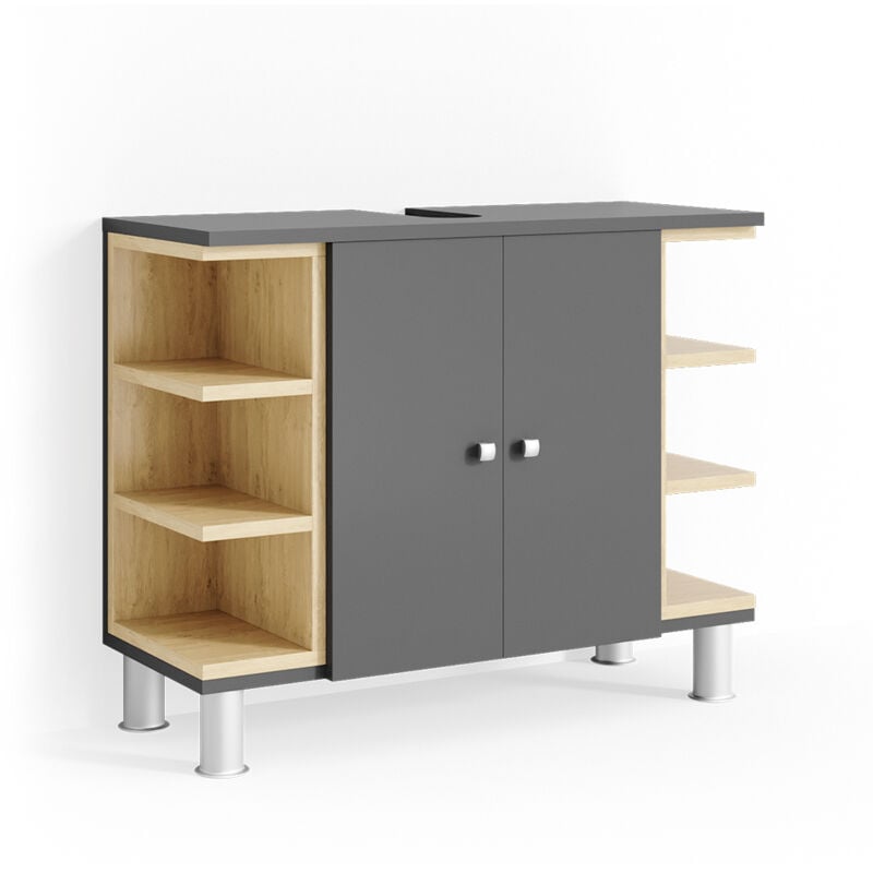 Meuble sous vasque simple Aquis, Anthracite, 79.6 x 64 cm, Vicco